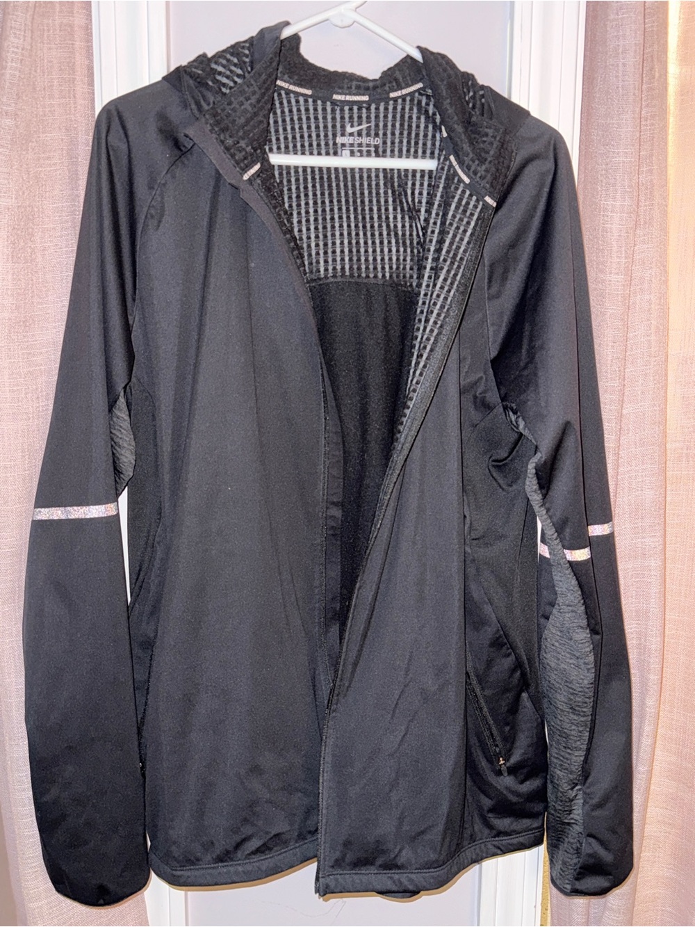 Nike Black Performance Hooded Jacket with Reflective Accents
